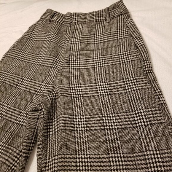 Plaid Wide Leg High Rise Trousers Black/White Dress Pants Grey X-Small Zara - Picture 3 of 8